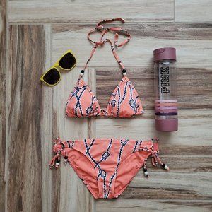 Black Poppy | Coral Rope Bikini